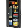 Tennsco Deluxe Combination Storage Cabinet, 6-Shelf, 1 Closet, Black, 78"H x 36"W x 18"D
