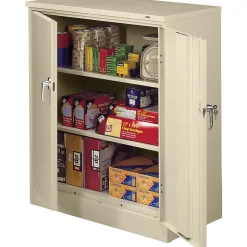 Tennsco Deluxe Counter-Height Storage Cabinet with Double Hinge Doors, 3-Shelf, Putty, 42"H x 36"W x 18"D