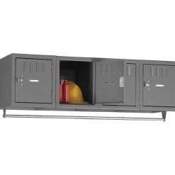 Tennsco Four Person Wall Mounted Box Lockers, 4 Lockers, Medium Grey, 12"H x 48"W x 18"D