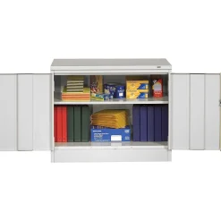 Tennsco Standard Desk-Height Storage Cabinet with Double Hinge Doors, 2-Shelf, Light Grey, 30"H x 36"W x 18"D