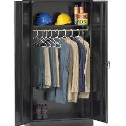 Tennsco Standard Wardrobe Cabinet with Double Hinge Doors, 1-Shelf, 1 Closet, Black, 72"H x 36"W x 18"D