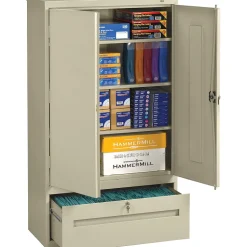 Tennsco Storage Cabinet with Lateral Drawer, 4-Shelf, 1-Drawer, Putty, 66"H x 36"W x 18"D