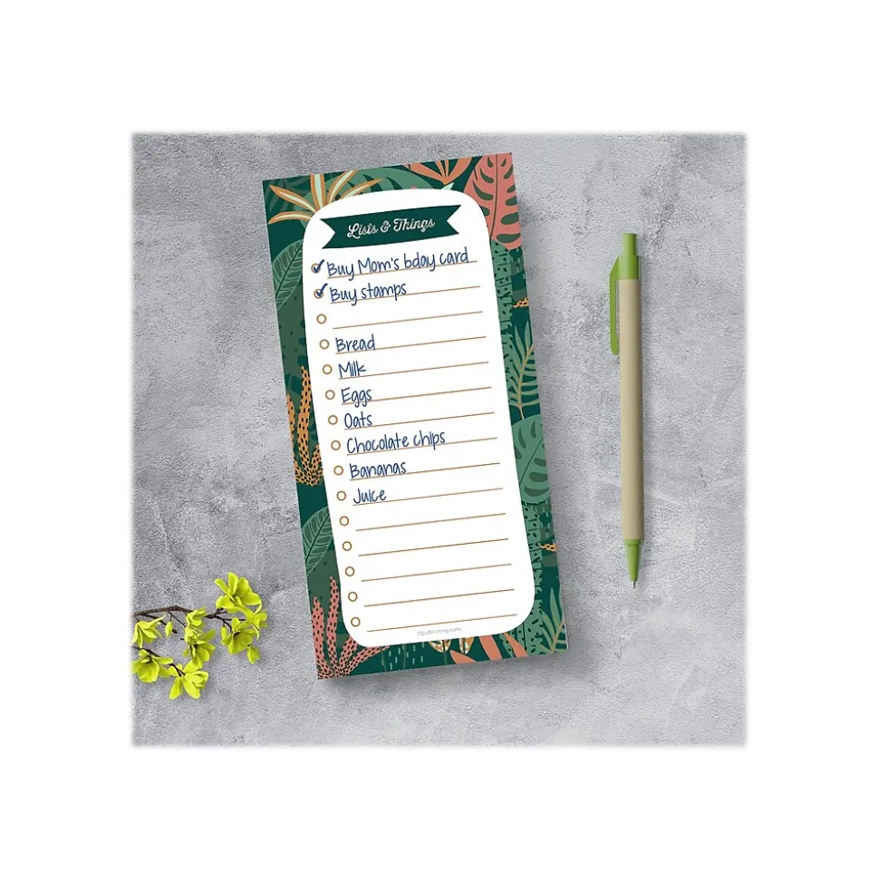 TF Publishing Boho Memo Pad, 4" x 8", Wide-Ruled, Enchanted Lists and Things, 52 Sheets/Pad, 1 Pad/Pack (99-8520)