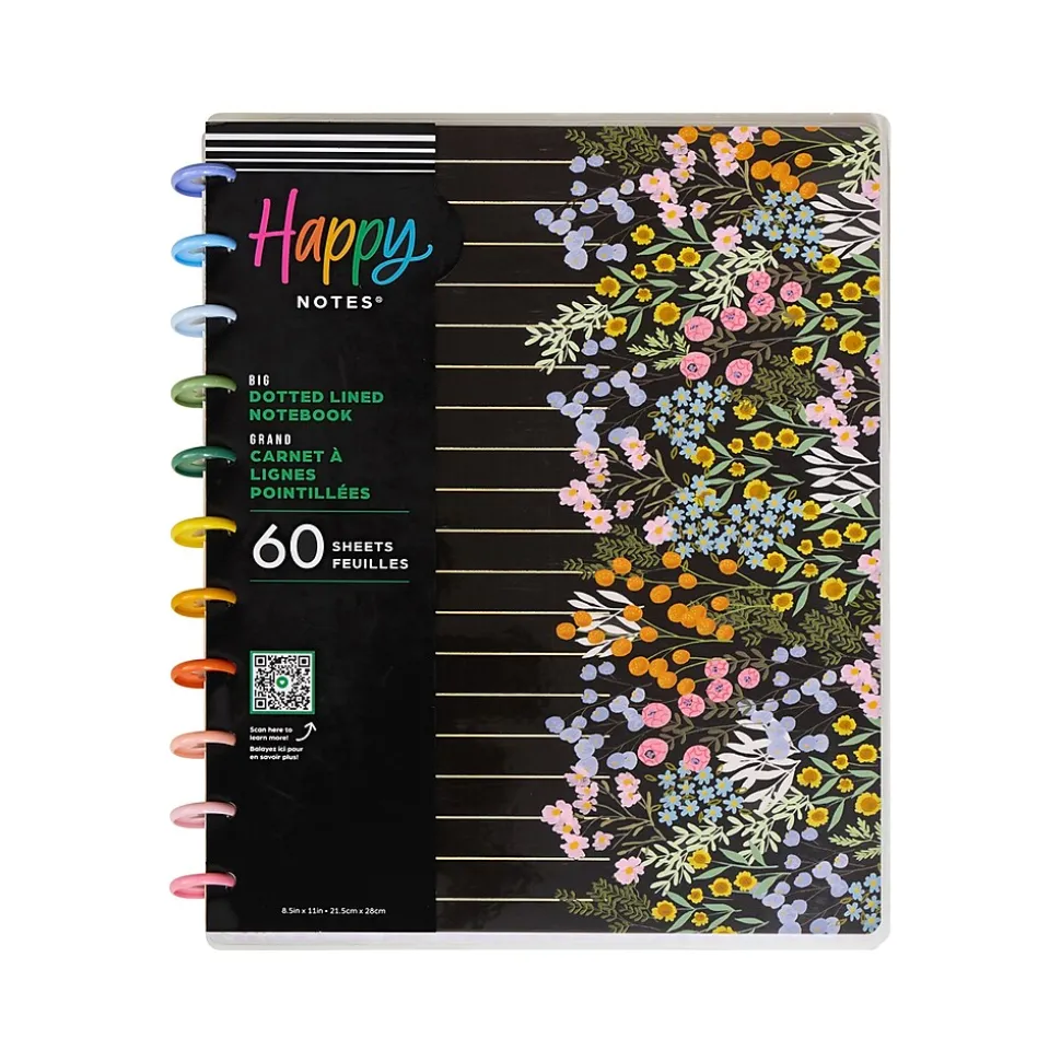 The Happy Planner Soft Florals Notebook, 8.5" x 11", Dotted, 60 Sheets, Multicolor (NPB-057)