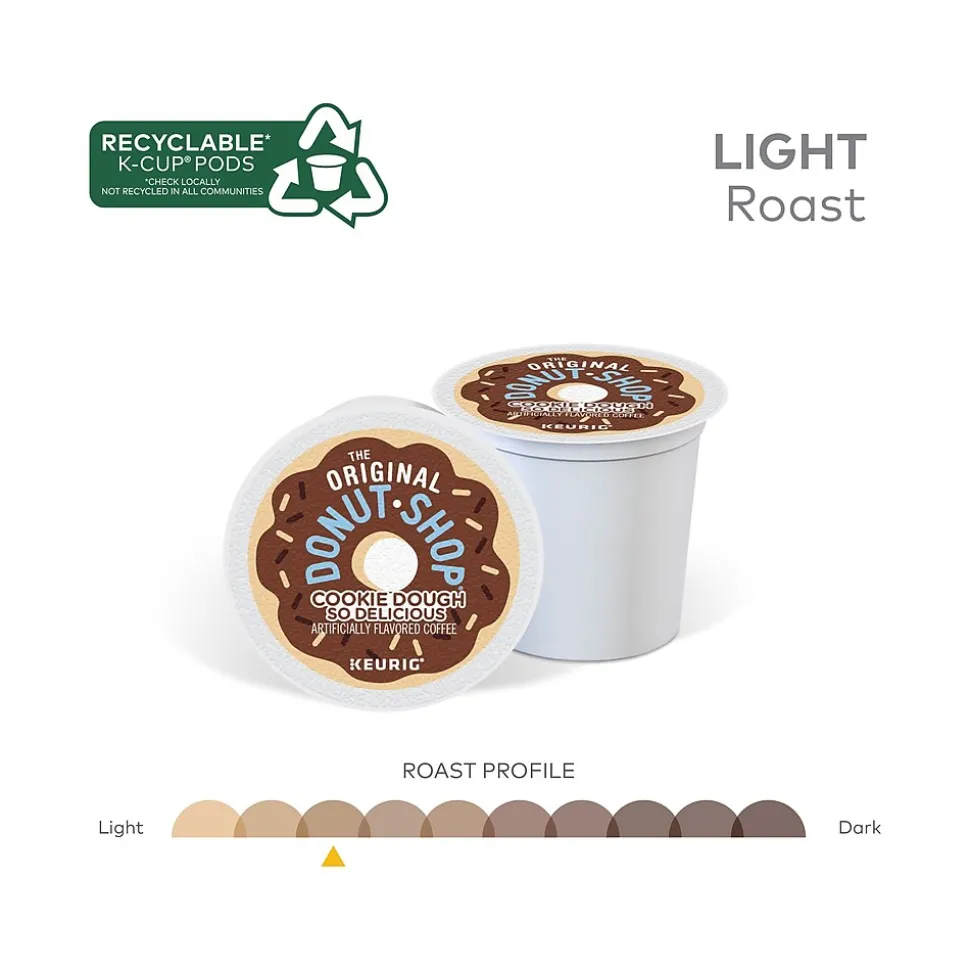 The Original Donut Shop Cookie Dough So Delicious Coffee Keurig® K-Cup® Pods, Light Roast, 96/Carton (5000666665CT)