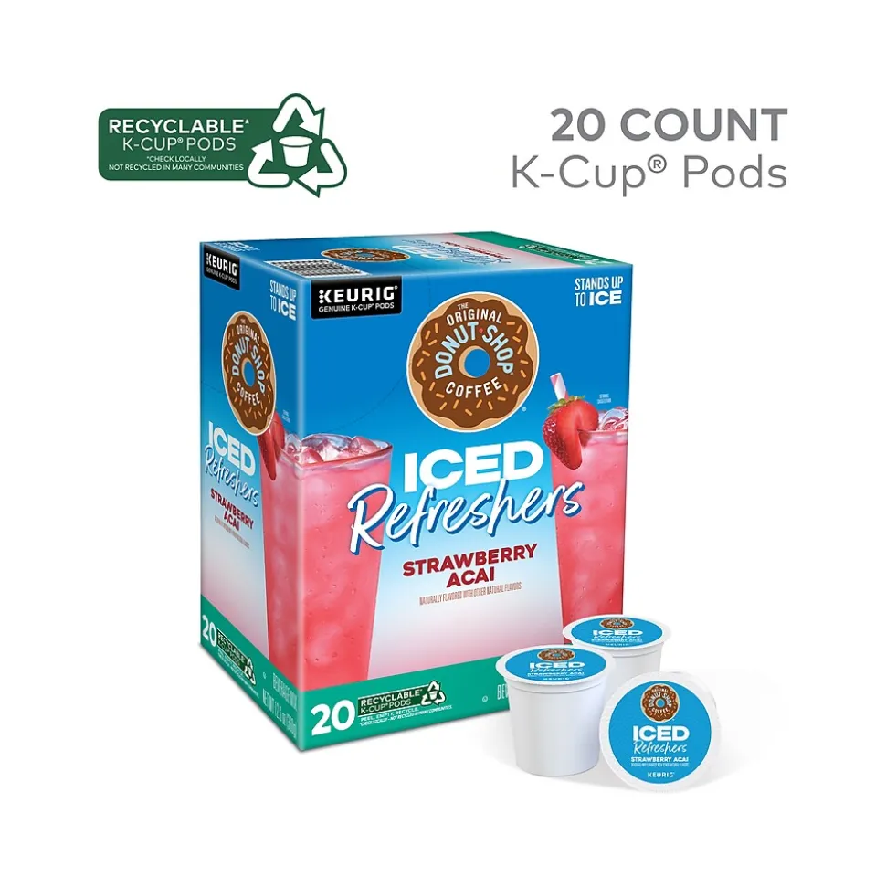 The Original Donut Shop Iced Refreshers Strawberry Acai Infused Water, Keurig® K-Cup® Pods, 20/Box (5000379382)