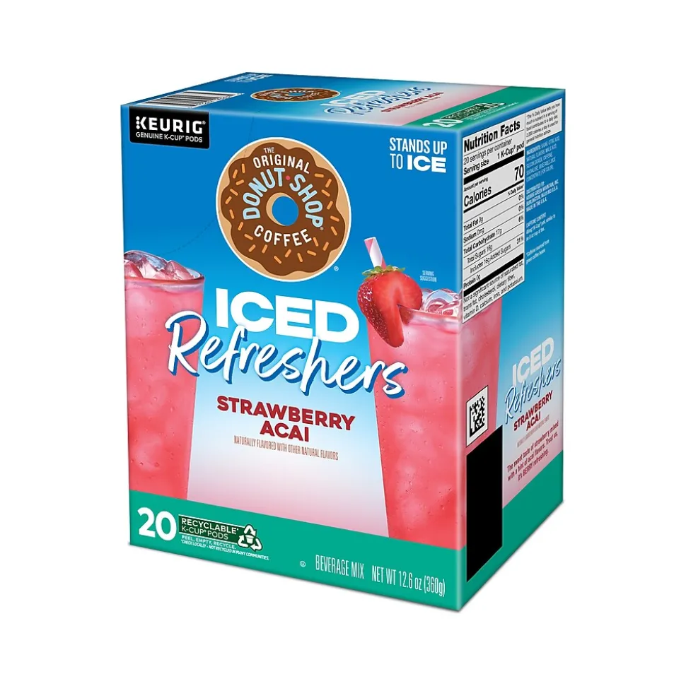 The Original Donut Shop Iced Refreshers Strawberry Acai Infused Water, Keurig® K-Cup® Pods, 20/Box (5000379382)