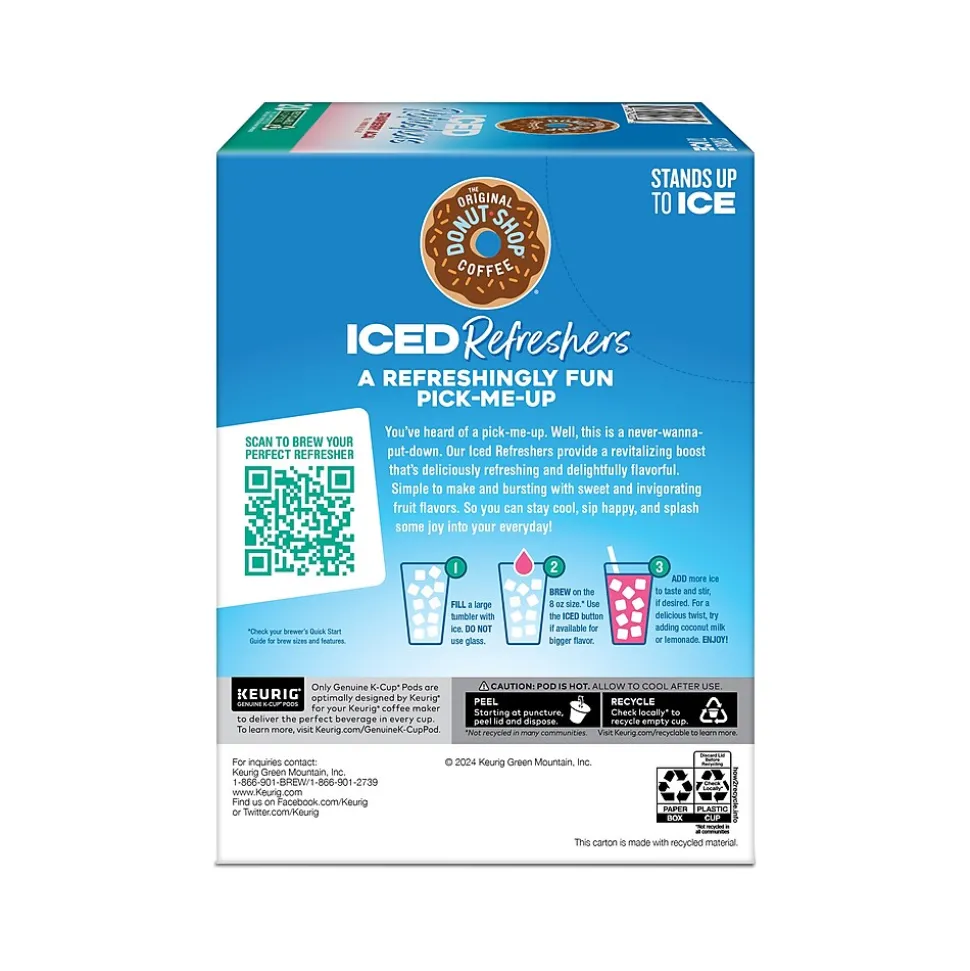 The Original Donut Shop Iced Refreshers Strawberry Acai Infused Water, Keurig® K-Cup® Pods, 20/Box (5000379382)
