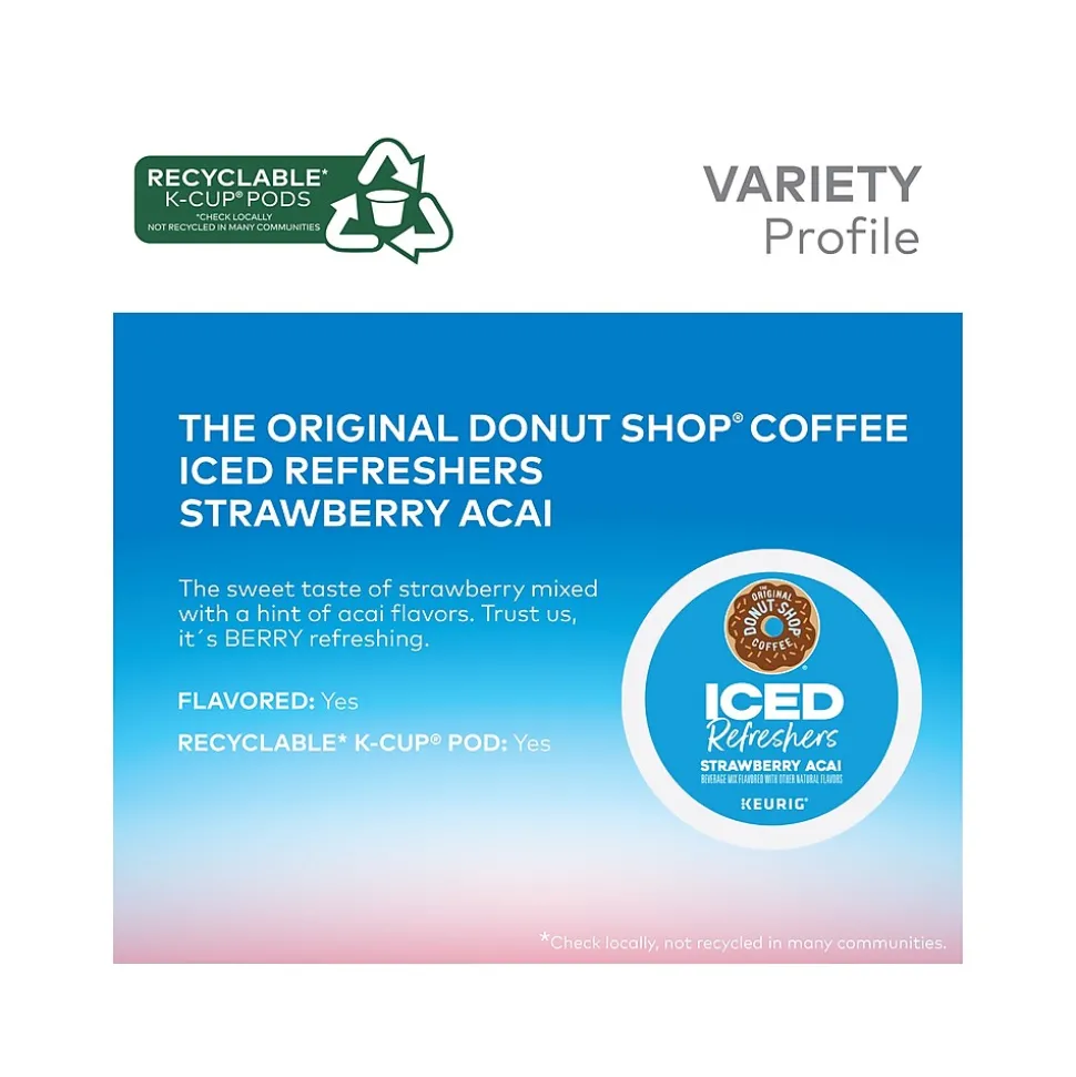 The Original Donut Shop Iced Refreshers Strawberry Acai Infused Water, Keurig® K-Cup® Pods, 20/Box (5000379382)