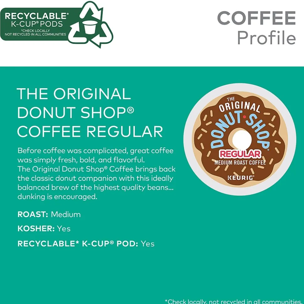 The Original Donut Shop Regular Coffee Keurig® K-Cup® Pods, Medium Roast, 70/Box (371114)