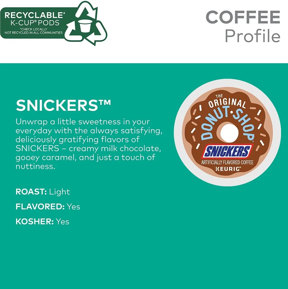 The Original Donut Shop Snickers Coffee Keurig® K-Cup® Pods, Light Roast, 48/Box (5000373541)