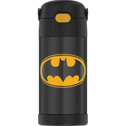 Thermos FUNtainer Batman Stainless Steel Vacuum Insulated Water Bottle, 12 oz., black (THRF4100BM6)