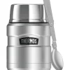 Thermos Stainless King Vacuum-insulated Food Jar With Folding Spoon, 16oz, Silver (THR3000STTRI4)