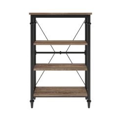 Thomasville Breslyn 3-Shelf 48"H Metal Bookcase, Crosscut Hickory/Black Nickel (SPLS-BRBK-TV)