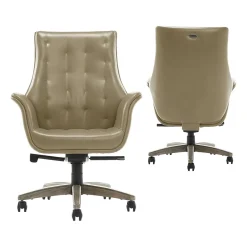 Thomasville Furniture Brooks Ergonomic Bonded Leather Swivel Executive Chair, Taupe (51493-TP)