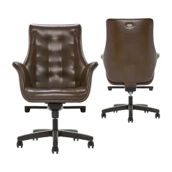 Thomasville Furniture Brooks Ergonomic Bonded Leather Swivel Executive Chair, Brown (51493-BRN)