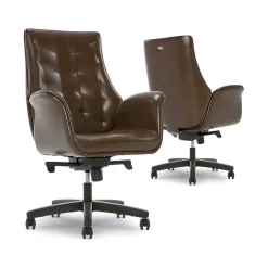 Thomasville Furniture Brooks Ergonomic Bonded Leather Swivel Executive Chair, Brown (51493-BRN)