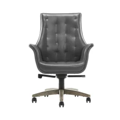 Thomasville Furniture Brooks Ergonomic Bonded Leather Swivel Executive Chair, Gray (51493-GRY)
