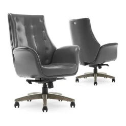 Thomasville Furniture Brooks Ergonomic Bonded Leather Swivel Executive Chair, Gray (51493-GRY)