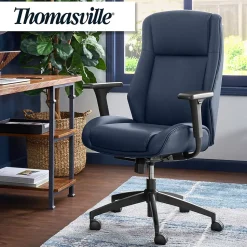 Thomasville Furniture Darius Ergonomic Bonded Leather Swivel Executive Chair, Navy (51490-NVY)