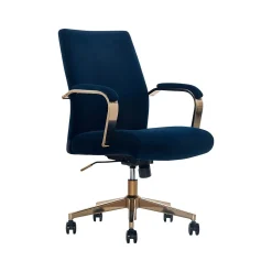 Thomasville Furniture Joelle Ergonomic Fabric/Metal Desk Chair, Blue/Gold (60068)