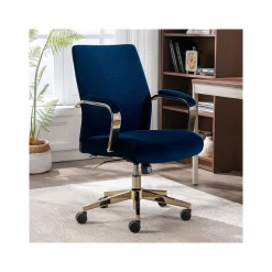 Thomasville Furniture Joelle Ergonomic Fabric/Metal Desk Chair, Blue/Gold (60068)