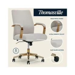 Thomasville Furniture Jolie Ergonomic Fabric Swivel Desk Chair, Light Gray (60068-LGRY)