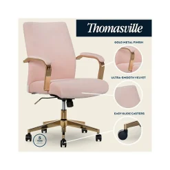 Thomasville Furniture Jolie Ergonomic Fabric Swivel Desk Chair, Blush (60068-BLSH)