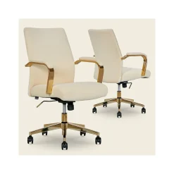 Thomasville Furniture Jolie Ergonomic Fabric Swivel Desk Chair, Cream (60068-CRM)