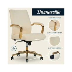 Thomasville Furniture Jolie Ergonomic Fabric Swivel Desk Chair, Cream (60068-CRM)