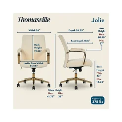 Thomasville Furniture Jolie Ergonomic Fabric Swivel Desk Chair, Cream (60068-CRM)