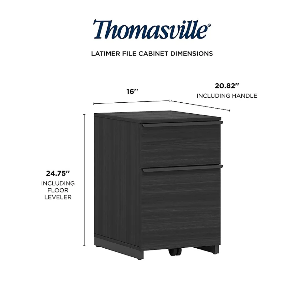 Thomasville Furniture Latimer 2-Drawer Vertical File Cabinet, Pedestal, Burnt Ash, 20.8"D (SPLS-LADF-TV)