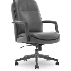 Thomasville Furniture Upton Ergonomic Bonded Leather Swivel Manager Chair, Gray (51421-GRY)