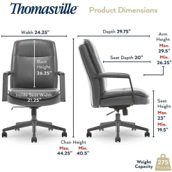 Thomasville Furniture Upton Ergonomic Bonded Leather Swivel Manager Chair, Gray (51421-GRY)