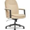 Thomasville Furniture Upton Ergonomic Bonded Leather Swivel Manager Chair, Cream (51421-CRM)
