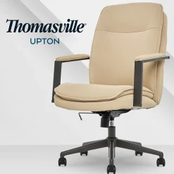 Thomasville Furniture Upton Ergonomic Bonded Leather Swivel Manager Chair, Cream (51421-CRM)
