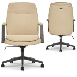 Thomasville Furniture Upton Ergonomic Bonded Leather Swivel Manager Chair, Cream (51421-CRM)