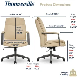 Thomasville Furniture Upton Ergonomic Bonded Leather Swivel Manager Chair, Cream (51421-CRM)