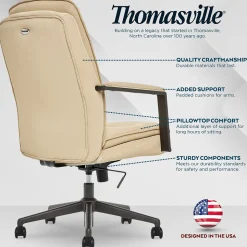 Thomasville Furniture Upton Ergonomic Bonded Leather Swivel Manager Chair, Cream (51421-CRM)