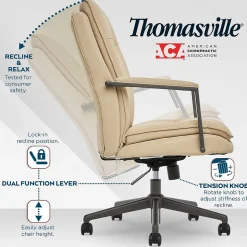 Thomasville Furniture Upton Ergonomic Bonded Leather Swivel Manager Chair, Cream (51421-CRM)