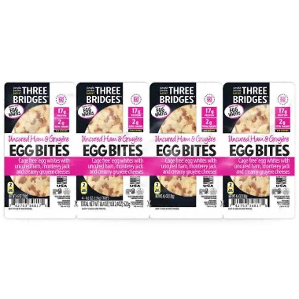 Three Bridges Ham & Gruyere Egg Bites, 4.6 oz, 4/Pack (220-02205)