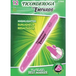 Ticonderoga Emphasis Fluorescent Highlighter, Chisel Tip, Pink (X47066)