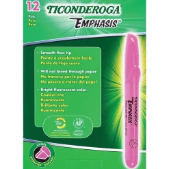 Ticonderoga Emphasis Fluorescent Highlighter, Chisel Tip, Pink (X47066)