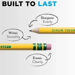 Ticonderoga The World's Best Pencil Wooden Pencil, 2.2mm, #2 Soft Lead, Dozen (X13882X)