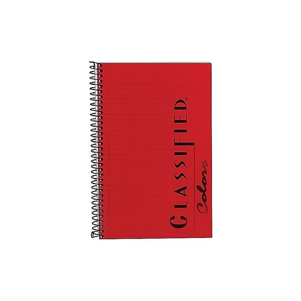 TOPS Classified Colors 1-Subject Notebooks, 5.5" x 8.5", Narrow Ruled, 100 Sheets, Red (73505)