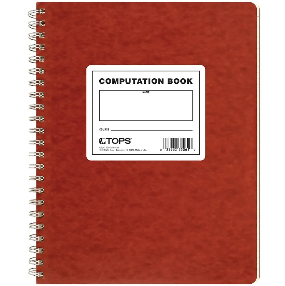 TOPS Computation Notebooks, 9.5" x 11.75", Graph Ruled, 76 Sheets, Red (35061)