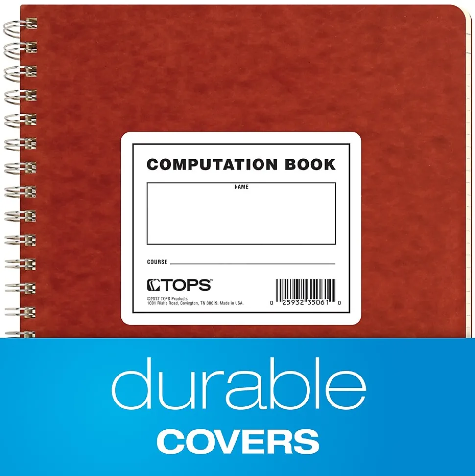 TOPS Computation Notebooks, 9.5" x 11.75", Graph Ruled, 76 Sheets, Red (35061)