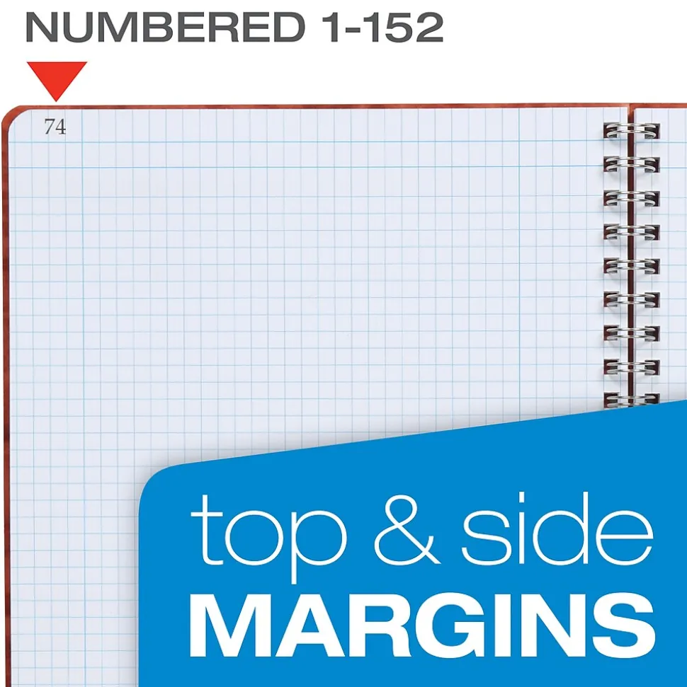 TOPS Computation Notebooks, 9.5" x 11.75", Graph Ruled, 76 Sheets, Red (35061)