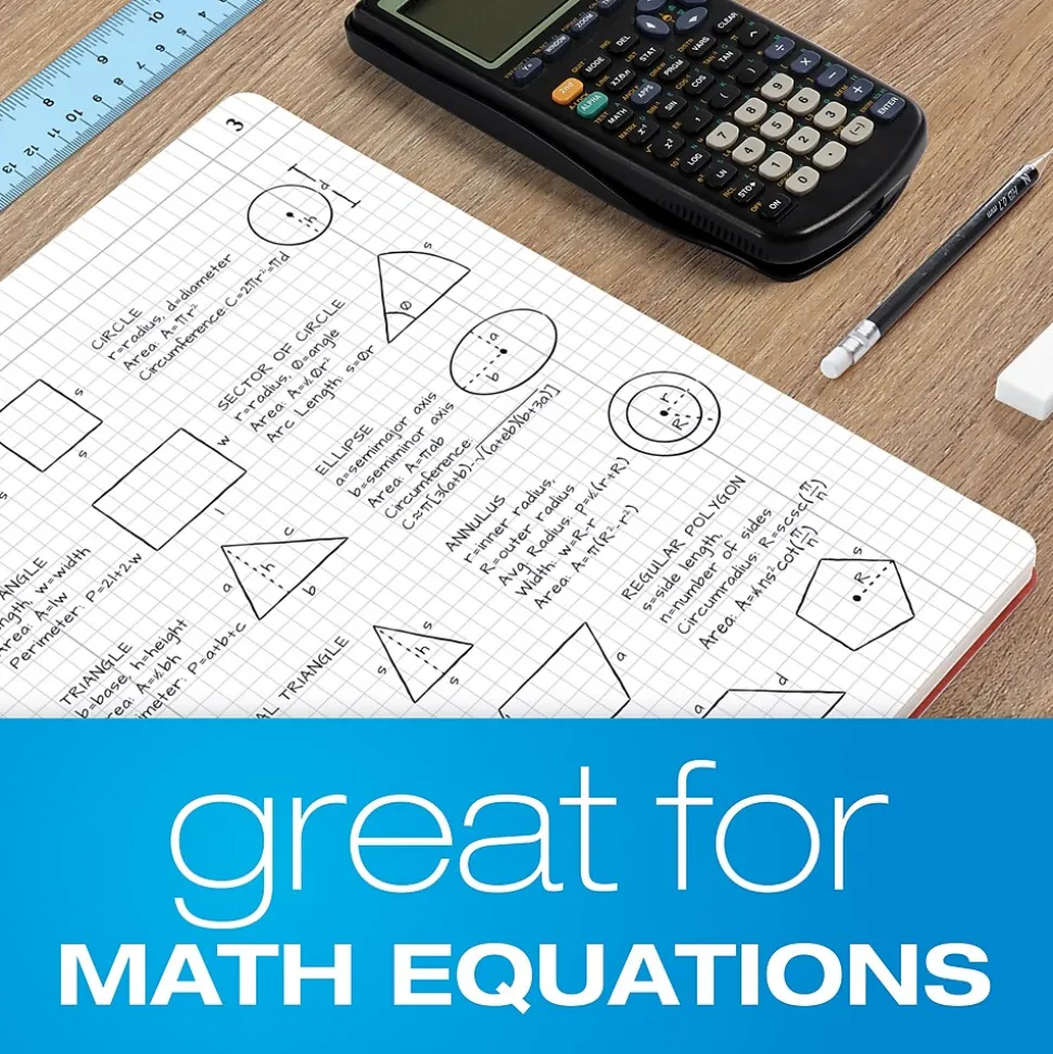 TOPS Computation Notebooks, 9.5" x 11.75", Graph Ruled, 76 Sheets, Red (35061)