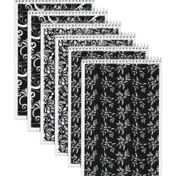 TOPS Designer Steno Pads, 6" x 9", Gregg Ruled, Black/White, 80 Sheets/Pad, 6 Pads/Pack (80230)